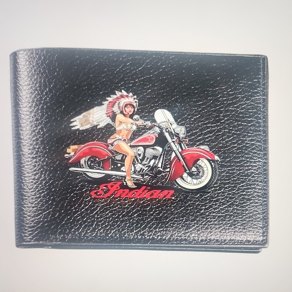 indian motorcycle Other - 🏍 Indian Motorcycle Bifold Wallet with Red Motorcycle Design 🏍